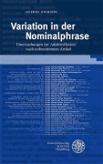 Cover-Bild zum Titel 'Variation in der Nominalphrase' von 'Astrid Niebuhr'