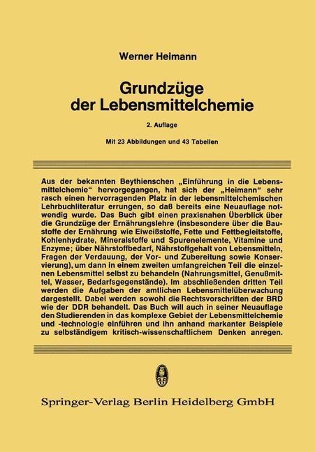 Grundzüge der Lebensmittelchemie - Werner Heimann
