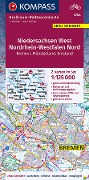 Cover-Bild zum Titel 'KOMPASS Großraum-Radtourenkarte 3704 Niedersachsen West, Nordrhein-Westfalen Nord 1:125.000' von ''