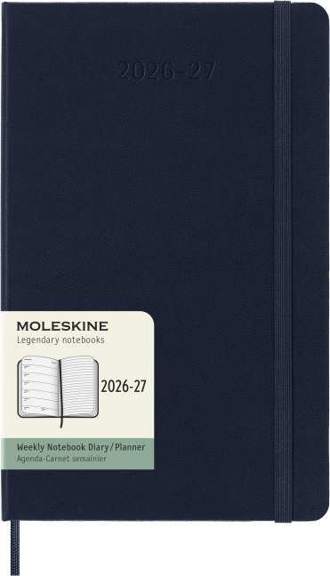 Moleskine 18 Monate Wochen Notizkalender 2026/2027, L/A5, 1 Wo = 1 Seite, Rechts linierte Seite, Fester Einband, Saphir - 