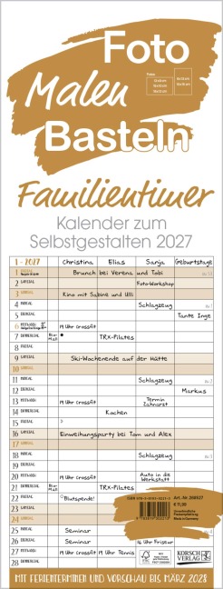 Foto-Malen-Basteln Familientimer gold 2027 - 