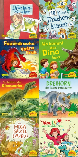 Pixi-8er-Set 279: Dinos und Drachen bei Pixi (8x1 Exemplar) - 