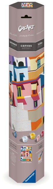 CreArt, Malen nach Zahlen Canvas Leinwand - Farbenfrohe Häuser - 