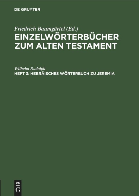 Hebräisches Wörterbuch zu Jeremia - Wilhelm Rudolph