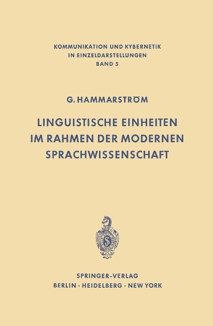 Linguistische Einheiten im Rahmen der modernen Sprachwissenschaft - Göran Hammarström