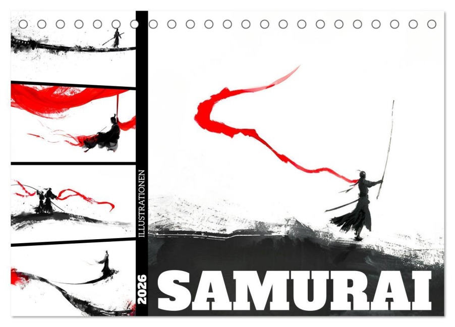 Samurai Illustrationen (Tischkalender 2026 DIN A5 quer), CALVENDO Monatskalender - Dirk Meutzner