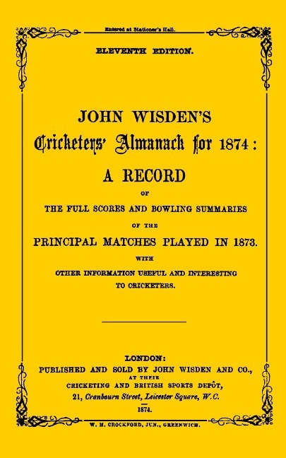 Wisden Cricketers' Almanack 1874 - Bloomsbury Publishing