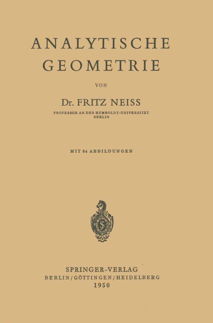 Analytische Geometrie - F. Neiss