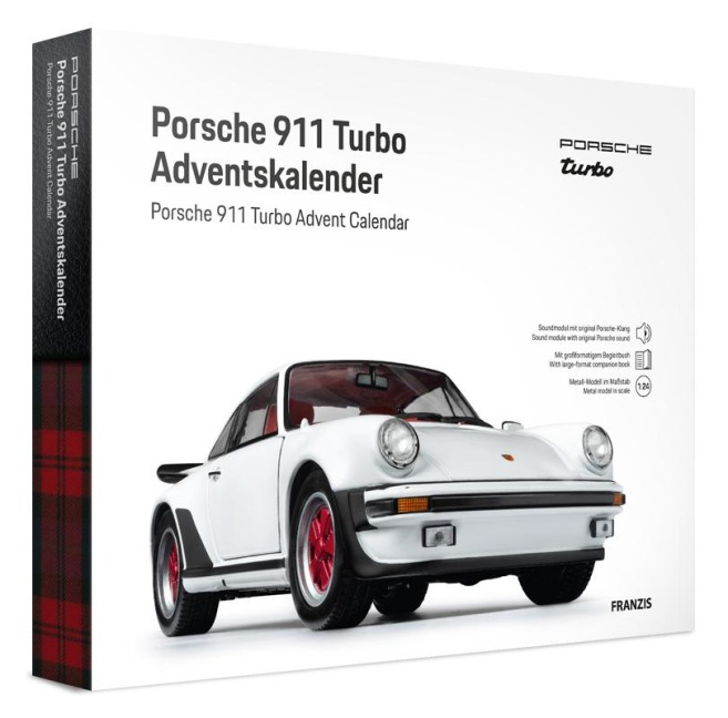 FRANZIS 67322 - Porsche 911 Turbo Adventskalender - Maßstab 1:24 in Grand-Prix-Weiß - 