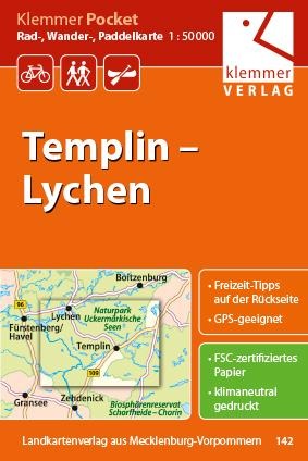 Klemmer Pocket Rad-, Wander- und Paddelkarte Templin - Lychen 1 : 50 000 - 