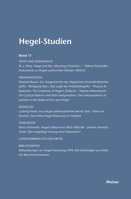 Hegel-Studien / Hegel-Studien Band 11 (1976) - 