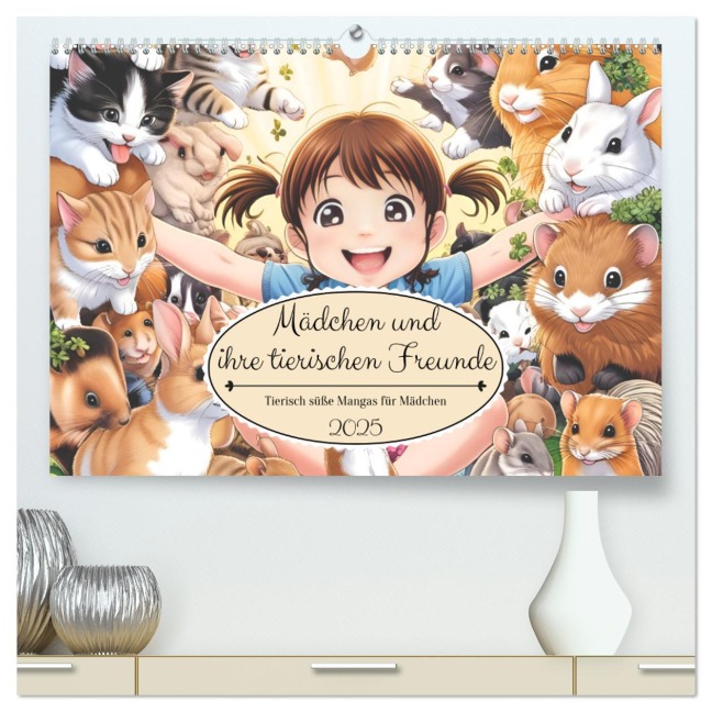 Mädchen und ihre tierischen Freunde - Tierisch süße Mangas für Mädchen (hochwertiger Premium Wandkalender 2025 DIN A2 quer), Kunstdruck in Hochglanz - Simone Volkhausen