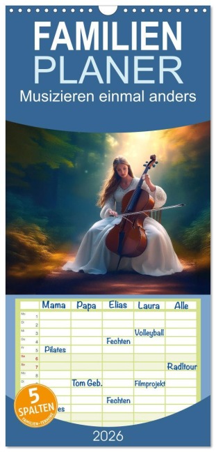 Familienplaner 2026 - Musizieren einmal anders mit 5 Spalten (Wandkalender, 21 x 45 cm) CALVENDO - Christiane Calmbacher