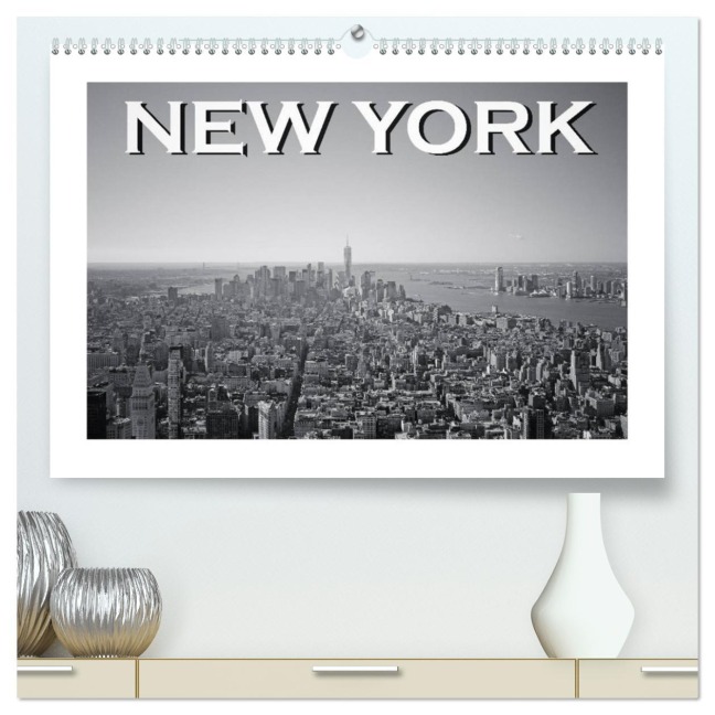 New York in schwarz weiss (hochwertiger Premium Wandkalender 2026 DIN A2 quer), Kunstdruck in Hochglanz - Robert Styppa
