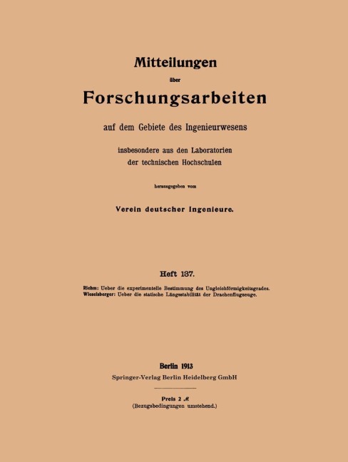 Mitteilungen über Forschungsarbeiten auf dem Gebiete des Ingenieurwesens - Carl Wieselsberger, Wilhelm Riehm