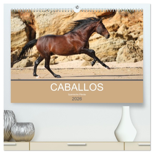 Caballos Spanische Pferde 2026 (hochwertiger Premium Wandkalender 2026 DIN A2 quer), Kunstdruck in Hochglanz - Petra Eckerl Tierfotografie