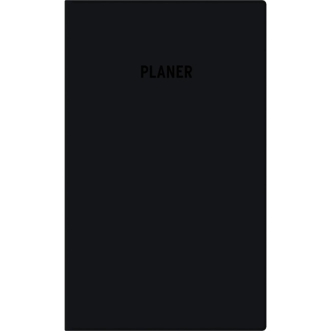 Zettler Taschenplaner 2026 9,5x16cm 64 Seiten schwarz Bürokalender Notizheft 1 Woche auf 1 Seite separates Adressheft faltbar - 