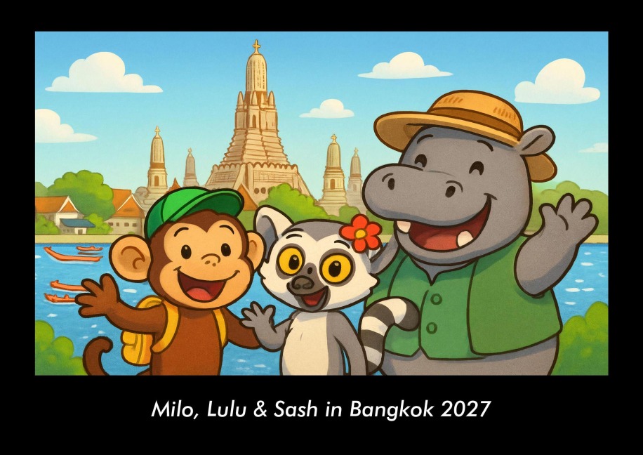 Milo, Lulu & Sash in Bangkok 2027 Fotokalender DIN A3 - Tobias Schmitt, Kevin Heber