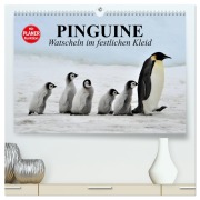 Cover-Bild zum Titel 'Pinguine - Watscheln im festlichen Kleid (hochwertiger Premium Wandkalender 2026 DIN A2 quer), Kunstdruck in Hochglanz' von 'Elisabeth Stanzer'