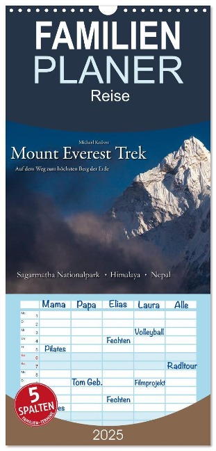 Familienplaner 2025 - Mount Everest Trek mit 5 Spalten (Wandkalender, 21 x 45 cm) CALVENDO - Michael Knüver