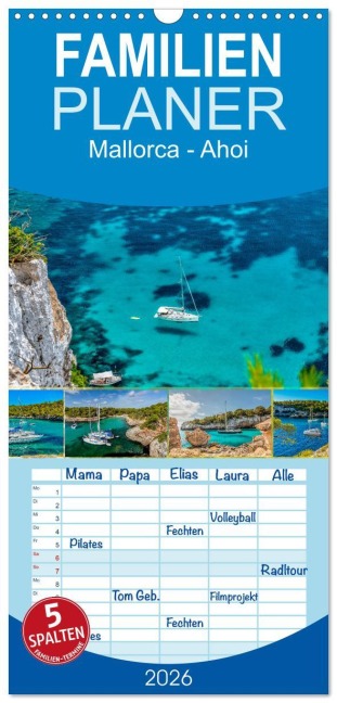 Familienplaner 2026 - Mallorca - Ahoi mit 5 Spalten (Wandkalender, 21 x 45 cm) CALVENDO - Jürgen Seibertz - mallorca-zuhause. com