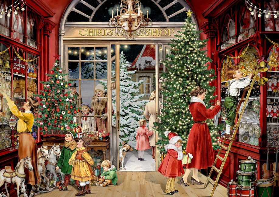A4-Wand-Adventskalender - Nostalgischer Weihnachtsladen - 