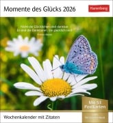 Momente des Glücks Postkartenkalender 2026 - Wochenkalender mit Zitaten, mit 53 Postkarten - 