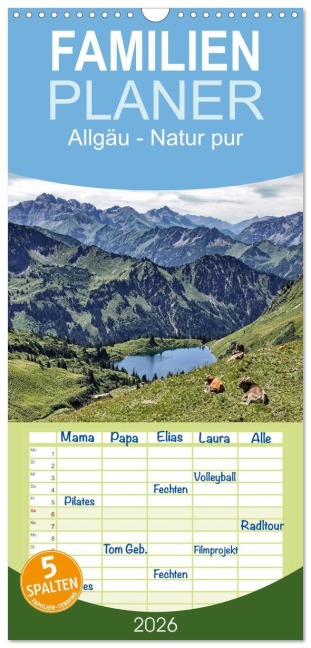 Familienplaner 2026 - Allgäu - Natur pur mit 5 Spalten (Wandkalender, 21 x 45 cm) CALVENDO - Thomas Becker