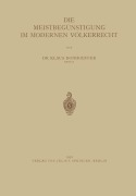 Cover-Bild zum Titel 'Die Meistbegünstigung im Modernen Völkerrecht' von 'Na Bonhoeffer'