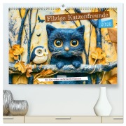 Cover-Bild zum Titel 'Filzige Katzenfreunde - Ein Jahr voller niedlicher KI-Filzkunst (hochwertiger Premium Wandkalender 2026 DIN A2 quer), Kunstdruck in Hochglanz' von 'Anja Frost'