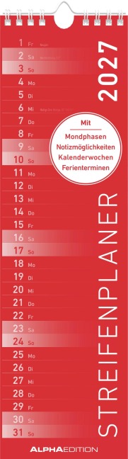 Streifenplaner Mini ROT 2027 - 
