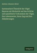 Cover-Bild zum Titel 'Systematisch Übersicht der Vögel Bayerns mit Rücksicht auf das örtliche und quantitavie Vorkommen der Vögel, ihre Lebensweise, ihren Zug und ihre Abänderungen' von 'Andreas Johannes Jäckel'