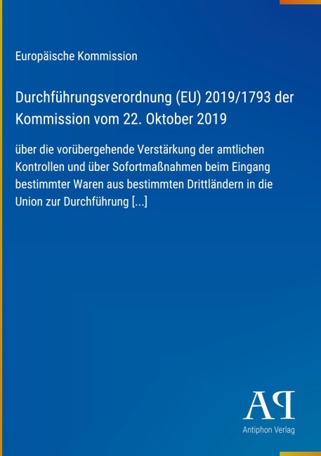 Durchführungsverordnung (EU) 2019/1793 der Kommission vom 22. Oktober 2019 - Europäische Kommission