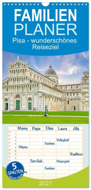 Familienplaner 2027 - Pisa - wunderschönes Reiseziel mit 5 Spalten (Wandkalender, 21 x 45 cm) CALVENDO - Nina Schwarze