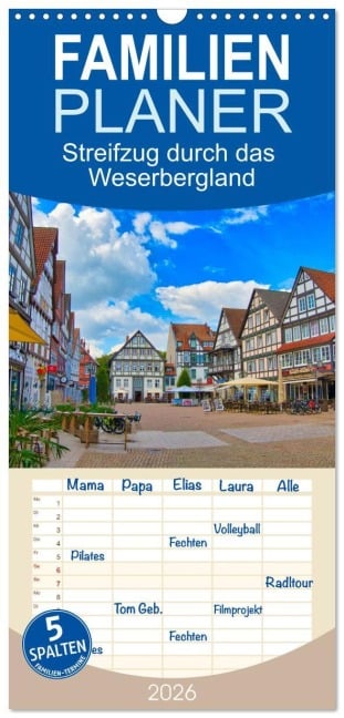 Familienplaner 2026 - Streifzug durch das Weserbergland mit 5 Spalten (Wandkalender, 21 x 45 cm) CALVENDO - Tanja Voigt