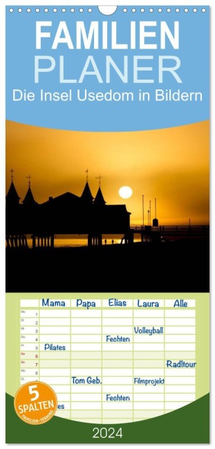 Familienplaner 2026 - Die Insel Usedom in Bildern mit 5 Spalten (Wandkalender, 21 x 45 cm) CALVENDO - Andreas Dumke
