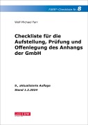 Cover-Bild zum Titel 'FARR Checkliste 8 für die Aufstellung, Prüfung und Offenlegung des Anhangs der GmbH' von 'Wolf-Michael Farr'
