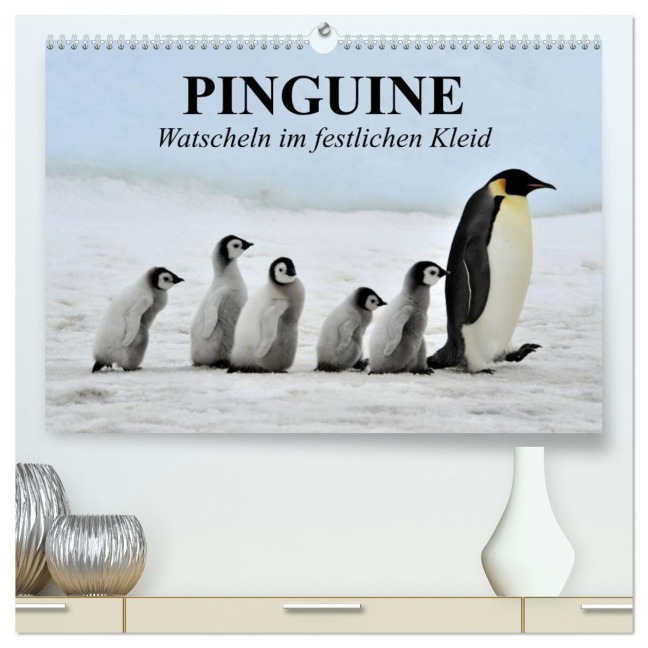 Pinguine - Watscheln im festlichen Kleid (hochwertiger Premium Wandkalender 2025 DIN A2 quer), Kunstdruck in Hochglanz - Elisabeth Stanzer