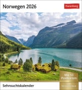 Norwegen Sehnsuchtskalender 2026 - Wochenkalender mit 53 Postkarten - 