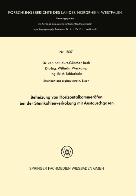 Beheizung von Horizontalkammeröfen bei der Steinkohlenverkokung mit Austauschgasen - Kurt-Günther Beck