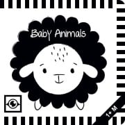 Cover-Bild zum Titel 'Baby Animals: Kontrastbuch für Babys mit Öffnungen · kontrastreiche Bilder angepasst an Babyaugen · Schwarz Weiß Buch für Neugeborene · Mein erstes Bilderbuch · Montessori Buch' von 'Agnieszka Sawczyn'