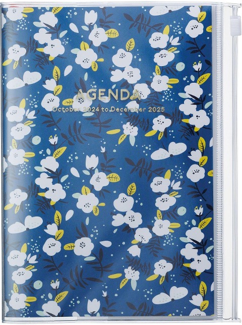 MARK'S 2024/2025 Taschenkalender B6 vertikal, Flower Pattern // Navy - 