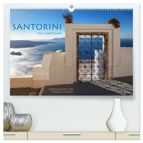 Santorini Fira & Firostefani (hochwertiger Premium Wandkalender 2024 DIN A2 quer), Kunstdruck in Hochglanz - Thomas Herzog