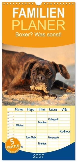 Familienplaner 2027 - Boxer? Was sonst! mit 5 Spalten (Wandkalender, 21 x 45 cm) CALVENDO - Yvonne Janetzek