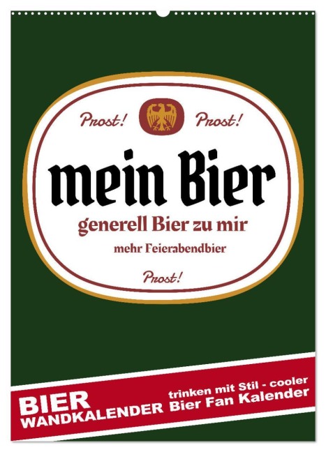BIER Wandkalender -Trinken mit Stil (Wandkalender 2026 DIN A2 hoch), CALVENDO Monatskalender - Steckandose Dmr