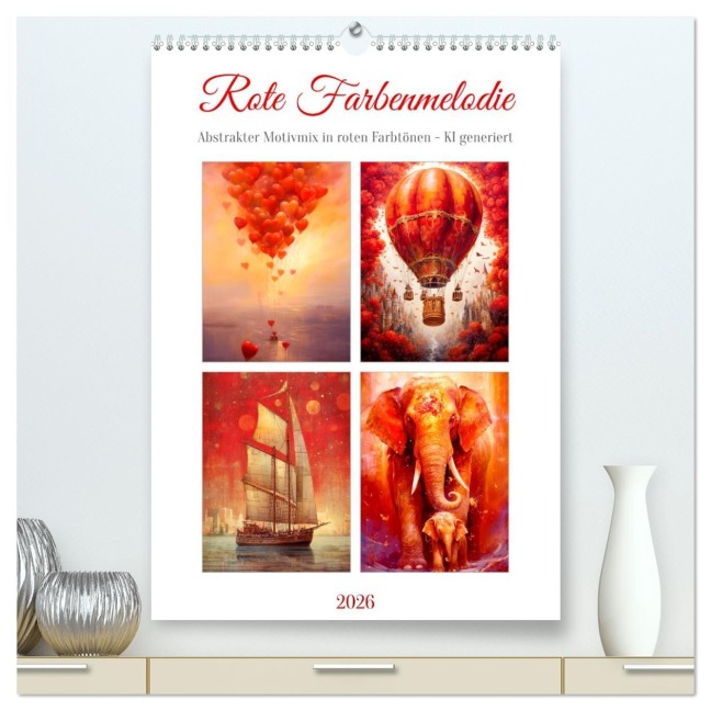Rote Farbenmelodie (hochwertiger Premium Wandkalender 2026 DIN A2 hoch), Kunstdruck in Hochglanz - Cathrin Illgen