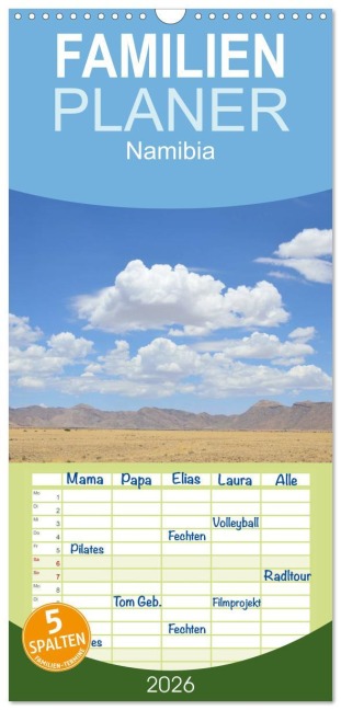 Familienplaner 2026 - Namibia mit 5 Spalten (Wandkalender, 21 x 45 cm) CALVENDO - Richard Oechsner