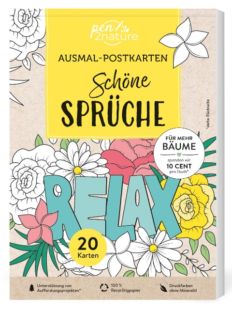Ausmal-Postkarten Schöne Sprüche | 20 Karten - 
