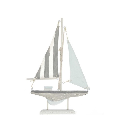 Segelboot, hellblau/weiß, Holz - 