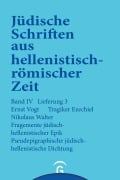 Cover-Bild zum Titel 'Tragiker Ezechiel. Fragmente jüdisch-hellenistischer Epik: Philon, Theodotos. Pseudepigraphische jüdisch-hellenistische Dichtung: Pseudo-Phokylides, Pseudo-Orpheus, Gefälschte Verse auf Namen griechischer Dichter' von 'Ernst Vogt, Nikolaus Walter'